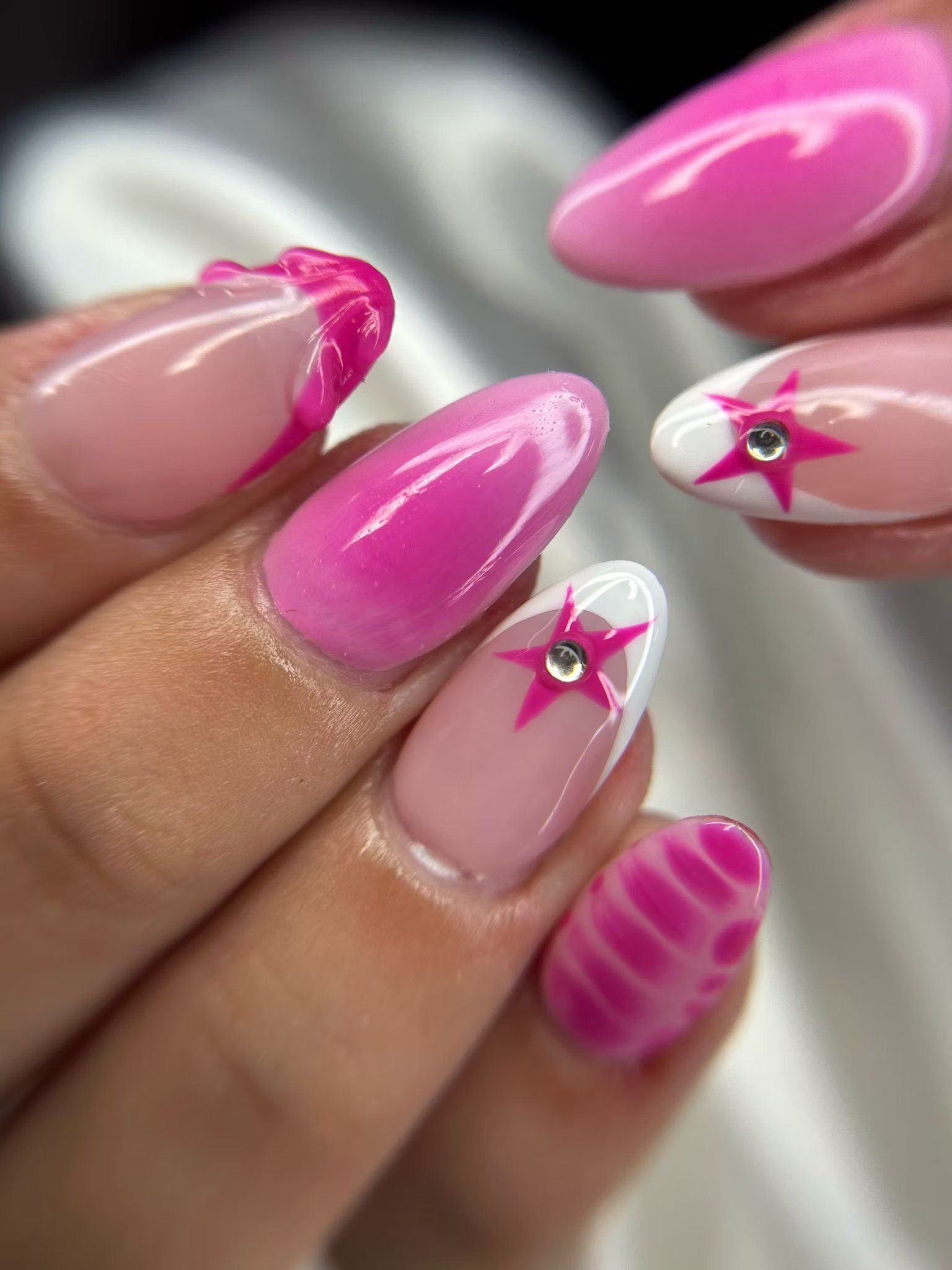 pink nails with decoration